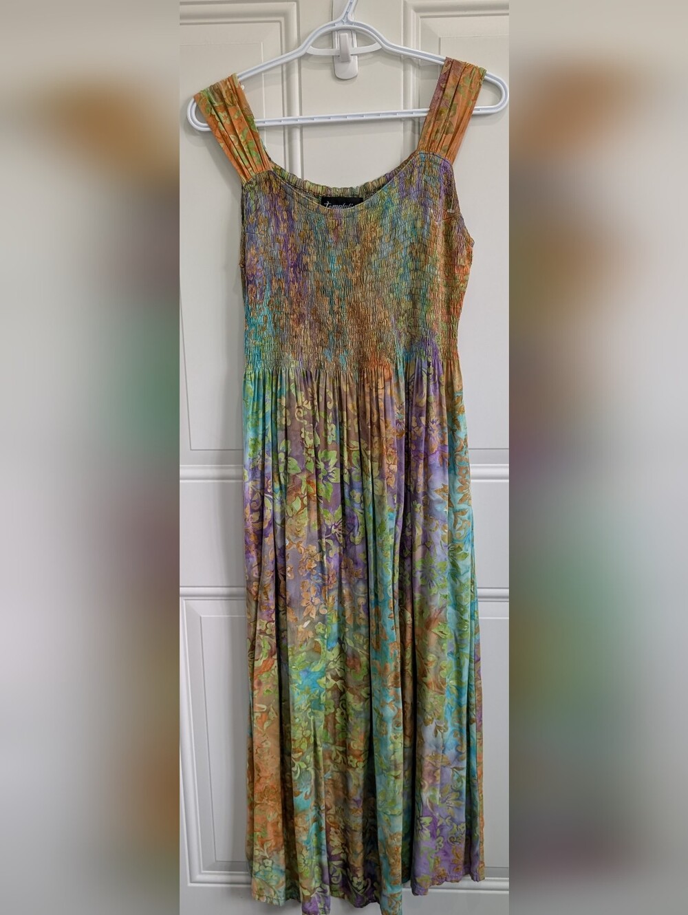 Temptations Multicolor Smocked Top with Pastel Floral Wash